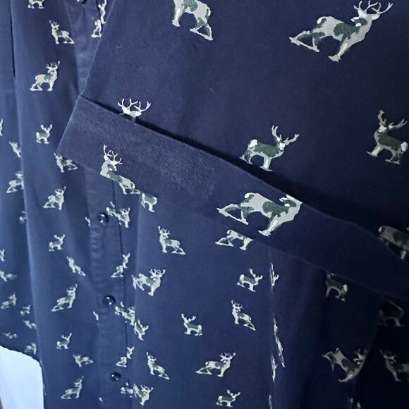 Paper Denim & Cloth Men's Casual Deers Print Button Up Short Sleeve Shirt Sz 3XL - Picture 5 of 9